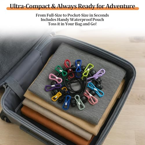 Travel Clothesline Retractable Portable Clothesline with 12 Clips Portable Elastic Camping Clothes Line with Anti-Slip Beads & Stainless Hooks for Hotel, RV, Boat, Outdoor Use (1 Pack) - size: 1 Pack