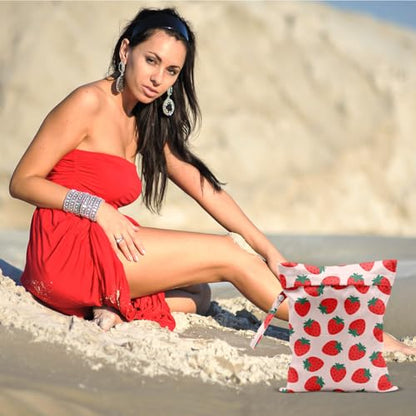 Summer Fruits Wet Bag 12x10 Inch, Strawberry Waterproof Travel Laundry Bag - color: Strawberry 1419