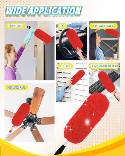 KEEPOW 2Pc Microfiber Duster Refills Compatible with OXO Good Grips Duster - color: Red-2 Pack