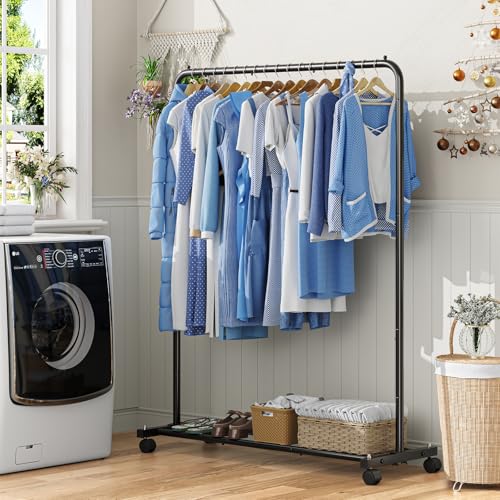 Simple Trending Clothing Rack, Portable Garment Rack, Clothes Rack, Black - color: Black, size: 14.75"D x 43.5"W x 54.25"H