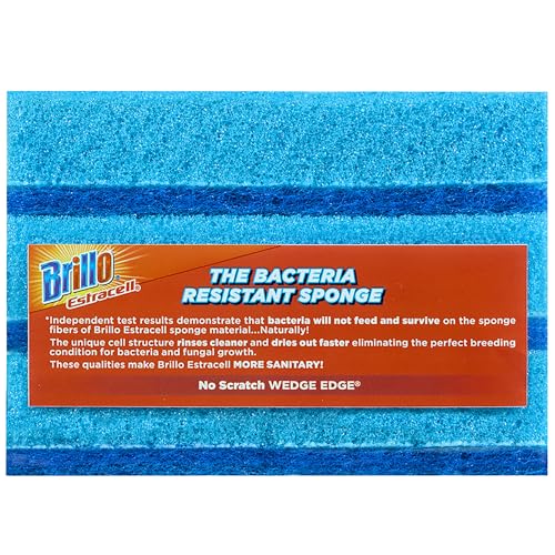 Brillo Estracell No Scratch Scrub Sponge with Wedge Edge, 3-Count