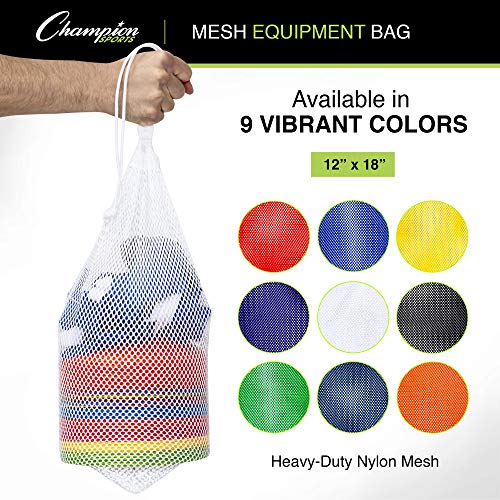Champion Sports Mesh Equipment Bag – Heavy-Duty Nylon Drawstring Bag with Lock & ID Tag, Breathable Storage Sack for Balls, Swim Gear, Laundry & Toys, Multiple Sizes & Colors - color: Navy, size: 12" x 18"