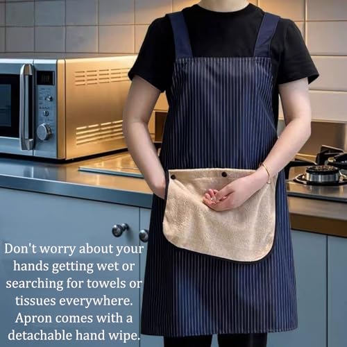 2 Pack Kitchen Apron with Hand Wipe,Water-drop Resistant with 2 Pockets Cooking Bib Aprons for Women Men Chef - color: Style 10