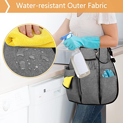 LoDrid Professional Cleaning Apron with 9 Pockets and Waist Belt, Gray - color: Gray