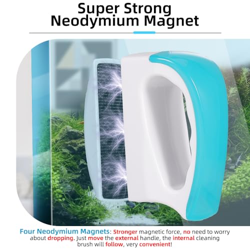 DaToo 2 Pieces Aquarium Magnetic Brush Glass Fish Tank Algae Scrapers Glass Cleaner Floating Scrubber Aquarium Clean Brush (Size M) - size: Size M (2 PCS)