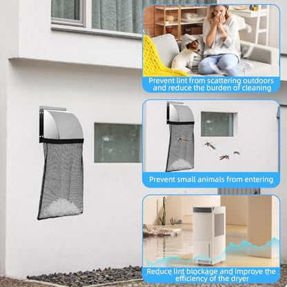 Dryer Lint Catcher 3-Pack: Reusable Outdoor Lint Trap for Dryer Ventilation with Sticky Strips - Lint Collector for Dryer to Enhance Efficiency
