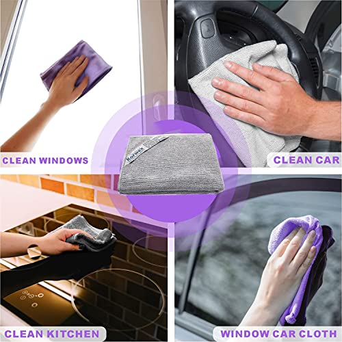 Norwεx Basic Package - Window Cleaning Cloth (Purple) and EnviroCloth (Grey), Microfiber Cleaning Cloth, Streaks Schatches Free, Just Add Water (Purple 1 Pack, Grey 1 Pack). - color: Purple and Grey