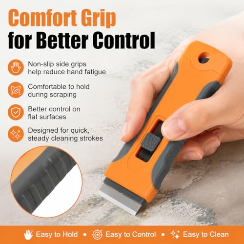 Razor Scraper Tool Set, 20 Blades (10 Metal + 10 Plastic) for Glass Stove