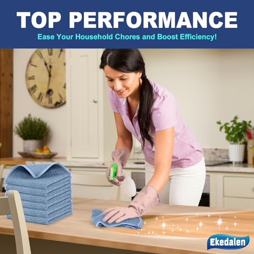 Ekedalen Microfiber Cleaning Cloth Lint Free Glass Polish, Blue - color: Blue
