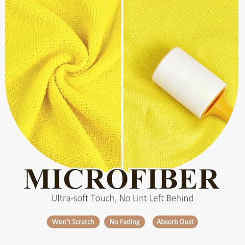 30 Pack Microfiber Cleaning Cloths, Dish Towels for Kitchen, Car, Bathroom - color: Yellow