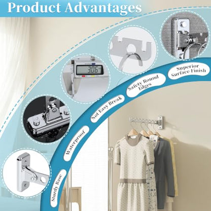 Alise Clothes Drying Rack Wall Mounted,Folding Coat Hanger,Polished Chrome - color: Chrome, size: (1 Pack)1008 8-Holes
