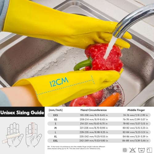 Vgo... Latex Reusable Household Gloves,Cleaning Gloves,Long Cuff (HH4601,S) - color: Yellow, size: Small