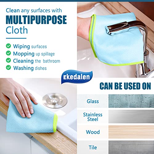 Ekedalen Microfiber Cleaning Cloth Lint Free Glass Polish, Light Blue - color: Light Blue