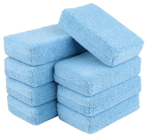 AIDEA Microfiber Applicator Pad-8 Pack, Car Wash Sponge, Blue - color: Light Blue, size: 8 PK