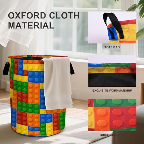 Colorful Building Blocks Laundry Basket Laundry Hamper With Handles Collapsible Laundry Baskets Storage Basket For Room Bathroom Bedroom Decor - color: Building Blocks