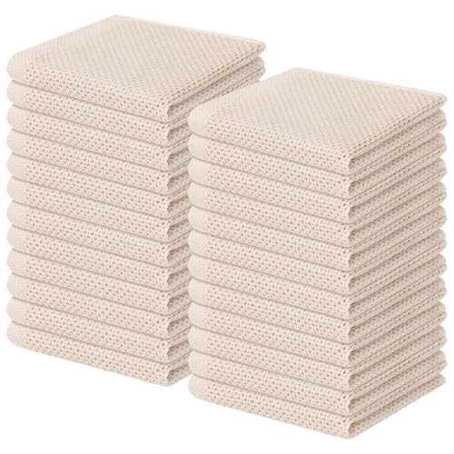 Homaxy 100% Cotton Waffle Weave Kitchen Dish Cloths 24-Pack, Beige - color: Beige, size: 12 X 12 - 24 Pack