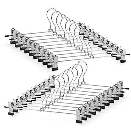 GUANJUNE Pants & Skirt Hangers with Adjustable Non-Slip Clips, Space Saving Metal Hangers for Coat, Garment, Jeans & Kids Adults (20 Pack) - size: 20 Pack