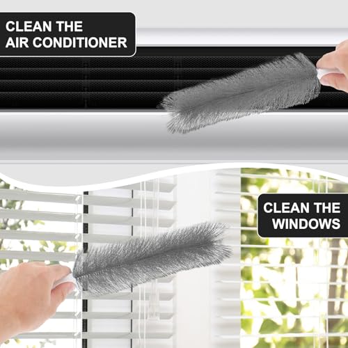 Yuanchu 2 Pcs Fan Cleaner Brushes, Bendable Fan Cleaning Brush Cobweb Duster Set Microfiber Head Washable Brush for Ceiling Fan Air Vents Curtains Cars Box Fan(Grey) - color: Gray