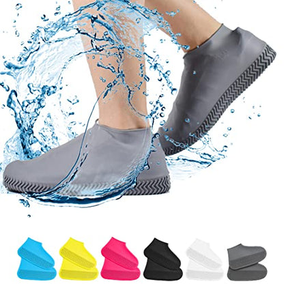 VBoo Waterproof Silicone Non-Slip Rain Shoe Covers - color: Gray, size: Medium