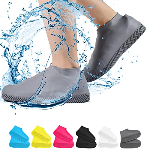 VBoo Waterproof Silicone Non-Slip Rain Shoe Covers - color: Gray, size: Medium