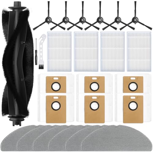 RV20 Max Plus Replacement Parts for Tapo RV20 Max Plus/RV30 Max Plus/RV30/RV20 Robotic Vacuum Cleaner Parts with 1 Roller, 4 HEAP, 6 Mops, 6 Dust Bags, 6 Side Brushes,1 Clean Brush