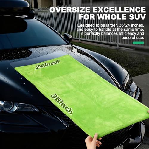 BRUSH FAMILY 3 Pack Car Microfiber Towels with Car Wash Mitt