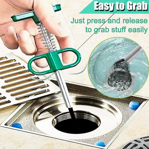 76 inch Drain Clog Remover，Drain Snake - Flexible Grabber Claw Pick Up Reacher Tool for Home Sink, Bathroom Tub,Drain, Toilet, Tight Spaces - color: Green, style: 76 IN