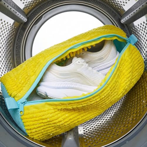 Shoe Washing Bag for Washing Machine, Reusable Laundry Bag for Sneakers, Socks, Gym Shoes Fast Wash, Travel, Dorm Room Essentials (Yellow) - color: Yellow