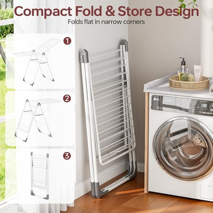 APEXCHASER Clothes Drying Rack, Large Capacity Drying Rack Clothing - color: Pearl White
