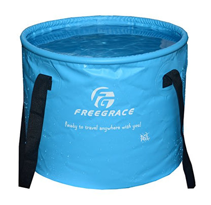 Freegrace Collapsible Water Bucket 16L Portable Camping Sink and Wash Basin - color: Sky Blue, size: 16L
