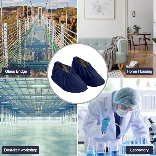 JaGely 11 Pair 11 Pair Reusable Cloth Shoe Covers for Indoors, Navy - color: Navy