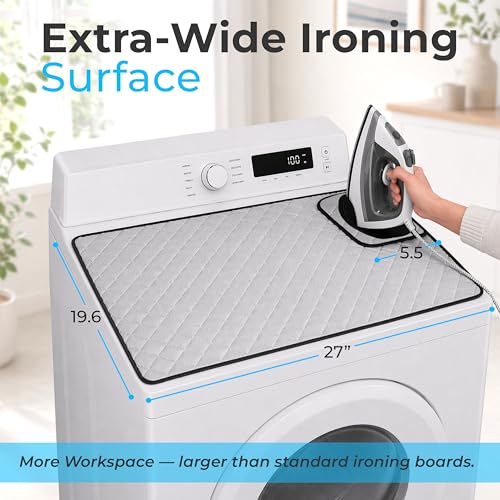 Handy Laundry Magnetic Ironing Mat, Change Any Flat Surface into an Ironing Board, Silicone Slip Resistant Iron Rest to Safely Place Your Hot Iron, Easy to Take Along When Traveling, (19 x 28 Inches) - style: Magnetic