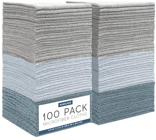 S&T INC. Microfiber Cleaning Cloth, 100 Pack, 11.5" x 11.5", Blue - color: Blue