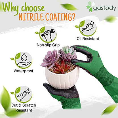 Long Sleeve Gardening Gloves for Women & Men, Long Cuff Garden Gloves - color: Black and Green, size: Small