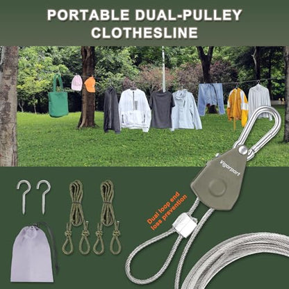 Vigorport Outdoor Retractable Clothesline, Portable Travel Clothes Line - size: 19Ft