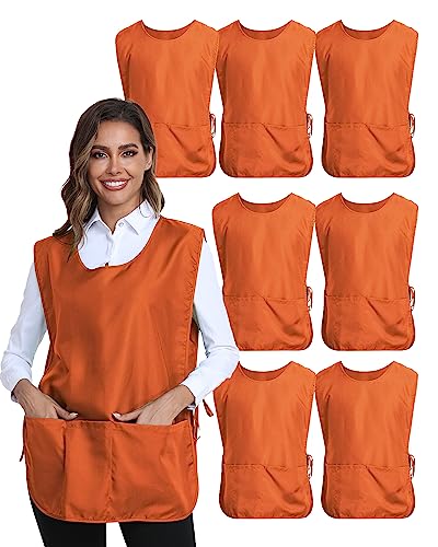 Xeoxarel Unisex Cobbler Apron with 3 Deep Pockets, Smock Vest Apron - color: 7 Pack - Orange