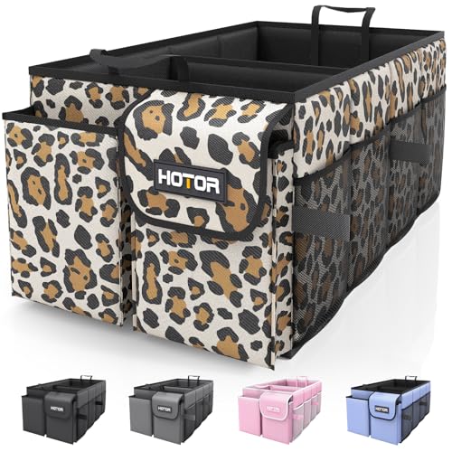 HOTOR Trunk Organizer - Foldable Car Organizer for SUVs & Sedans Storage - color: Leopard, size: Medium (2 Compartments)
