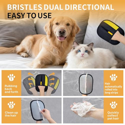 Pet Hair Removal Glove, Pet Hair Gloves for Dogs & Cats - color: 1Pcs-BlackYellow