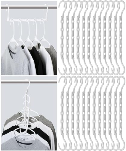 Mr. Pen- Bulk Space Saving Hangers for Clothes, 24 pcs, 5 Slots, Plastic - color: White