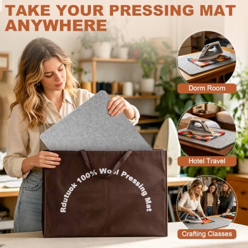 Wool Pressing Mat 100% New Zealand Wool Ironing Mat 17x24 &10x10in - size: 17" x 24" + 10" x 10"