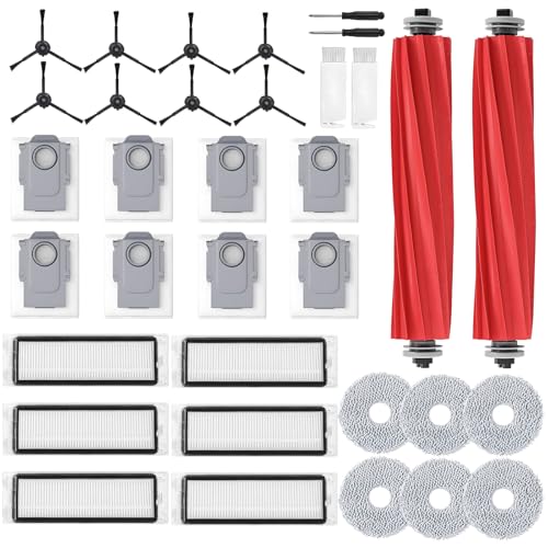 34 Pcs Q Revo Replacement Accessories for Roborock Robot Vacuum, 2 Main Brush, 6 HEPA Filter,8 Dust Bag, 8 Side Brushe,6 Mop Cloth Pad, 4 Cleaning Tool - style: Q Revo