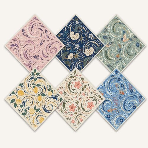 Shwing Swedish Dishcloths for Kitchen 6 Pack Vintage Floral Bird Lemon Swirl Reusable Paper Towels Kitchen Towels Dish Cloths for Washing Dishes Washable Quick Drying Absorbent Cleaning Cloths - color: Floral Bird Lemon