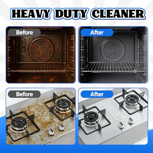 Heavy Duty Stove and Oven Cleaner Kit, Includes Cleaning Tool, Razor, Scraper and 1 Pad to Remove Tough Stains - Use on Gas, Electric, Ceramic Surfaces, 4 Piece (16.9, Fluid Ounces)