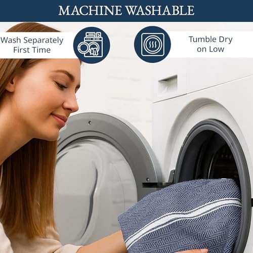 LANE LINEN Kitchen Towel Set 100% Cotton Absorbent Lint-Free 12 Pack - color: 01: Blue Chambray, size: 12 Pack