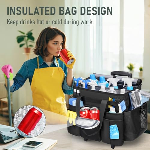 Ytonet XXL Rolling Cleaning Caddy, Large Cleaning Caddy with Wheels - color: Black, size: XX-Large