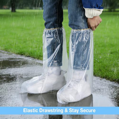 20Pcs(10 pairs) Thickened Waterproof Shoe Covers for Rain, Clear Rain Shoe Covers, One Size Fits Most - color: Clear, size: 10P L Adults