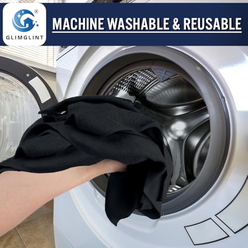 GLIMGLINT Microfiber Cleaning Cloth, 150 Pack Towels for Cars 14 X12 Inch - color: Black