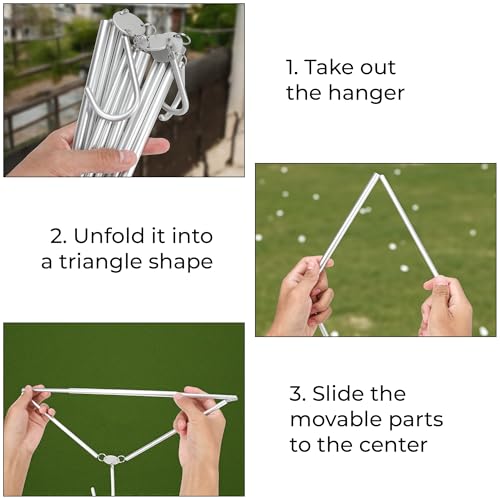 Travel Hangers Foldable Aluminum 3 Pack – Light and Portable Suitcase Clothes Hangers, Heavy Duty Folding Design for Cruise, Hotel, RV, Camping, Space-Saving Drying Rack Accessories