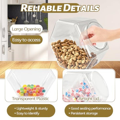 Woozettn Plastic Candy Jar,Hexagon Cookie Jars for Kitchen,Clear Hexagonal Containers with Lids for Dry Food,Candy,Snacks,Cookies,Craft,Laundry Pod(1 Pcs)