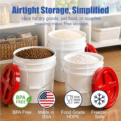 ePackageSupply 3.5 Gallon Bucket, Food-Grade w/Lid, BPA-Free, Red, 3 Packs - color: Red, size: 3 Packs